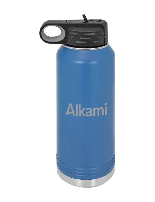 Polar Camel 32 oz Powder Coated Royal Vacuum Insulated Water Bottle w/Alkami Logo