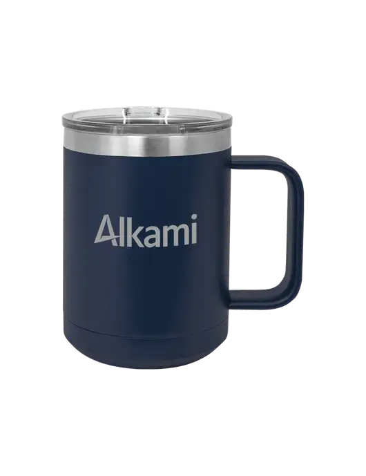 Polar Camel 15 oz Powder Coated Navy Vacuum Insulated Mug with Slider Lid w/Alkami Logo