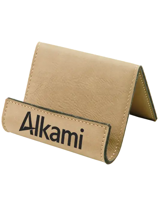 Tan Leatherette Card & Phone Holder w/Alkami Logo