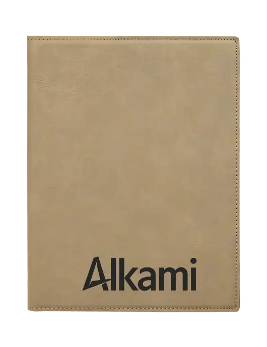 Tan Leatherette 7 x 9 Portfolio with Notepad w/Alkami Logo