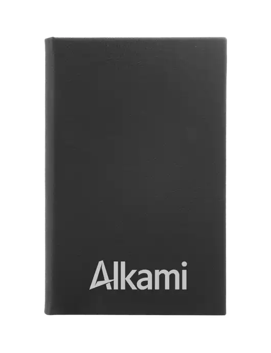 Black Leatherette 5.25 x 8.25 Journal w/Alkami Logo