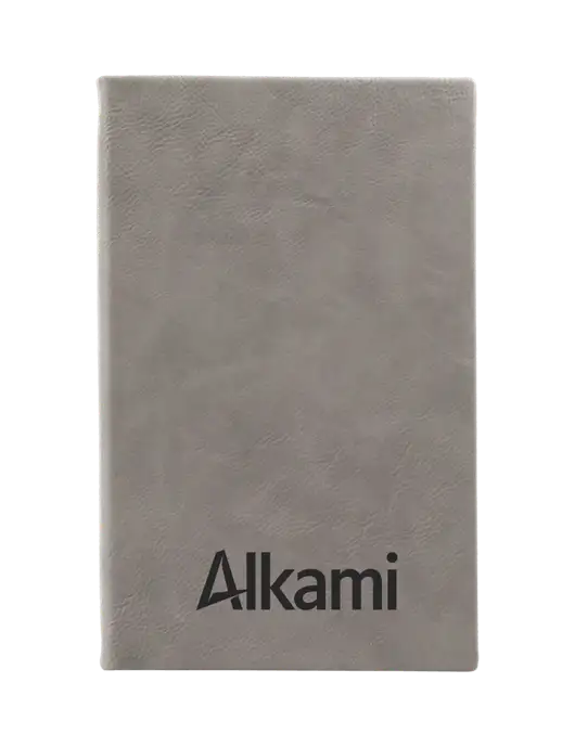 Grey Leatherette 5.25 x 8.25 Journal w/Alkami Logo