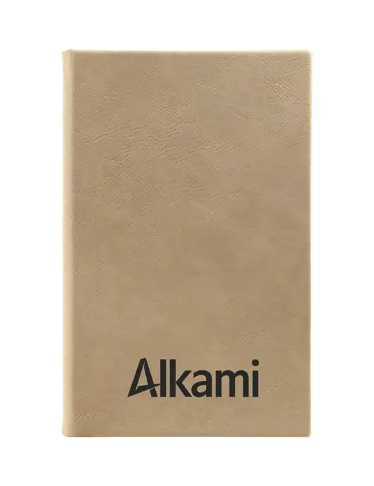 Tan Leatherette 5.25 x 8.25 Journal w/Alkami Logo