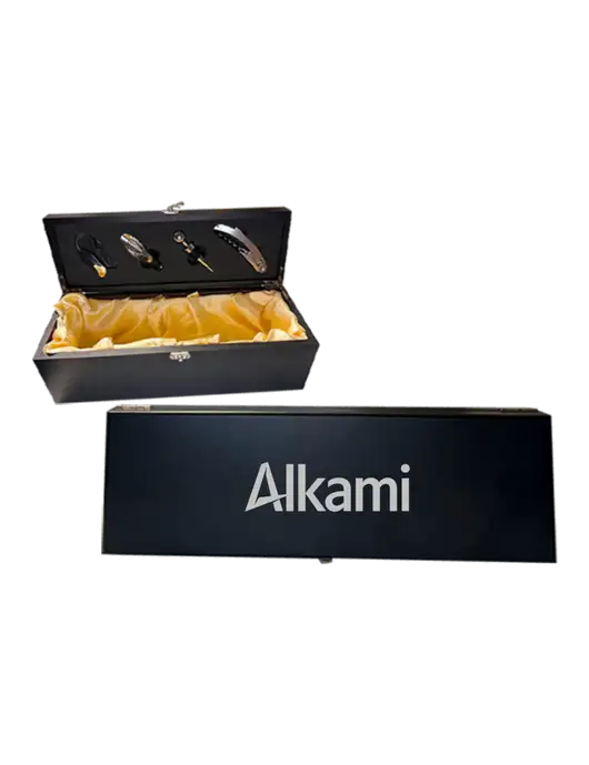 Matte Black Finish Wine Presentation Box & Tools w/Alkami Logo