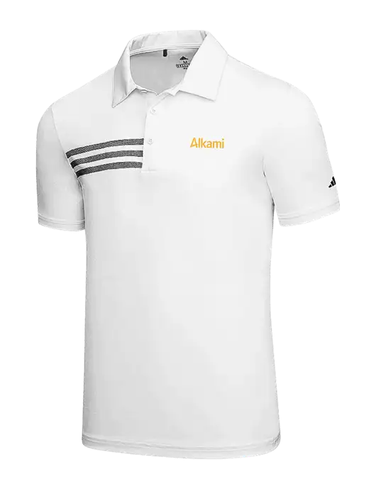 Adidas White 3 Stripes Chest Polo w/Alkami Logo