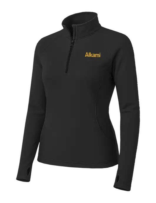Charcoal Grey Womens Sport Wick Stretch 1/4 Zip Pullover w/Alkami Logo