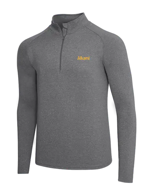 Dark Grey Heather Sport Wick Stretch 1/4 Zip Pullover w/Alkami Logo