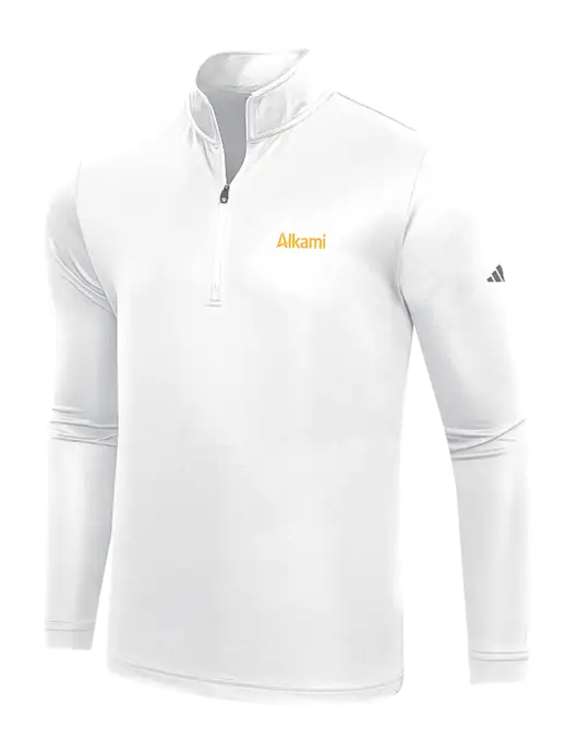 Adidas White  Lightweight Quarter Zip Pullover w/Alkami Logo