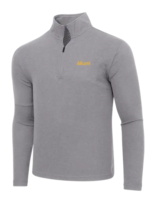 Adidas Medium Grey Melange 3 Stripes Quarter Zip Sweater w/Alkami Logo