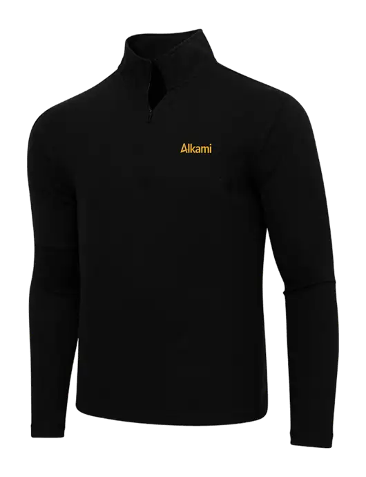 Adidas  Black Melange 3 Stripes Quarter Zip Sweater w/Alkami Logo