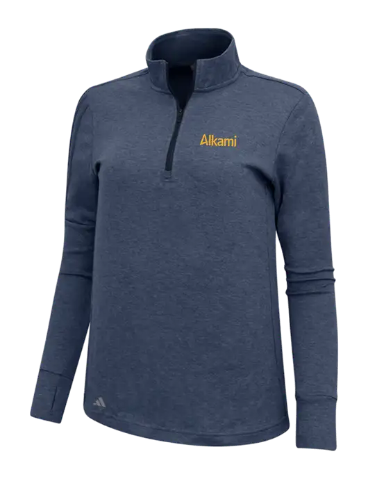 Adidas Navy Melange Womens 3 Stripes Quarter Zip Sweater w/Alkami Logo