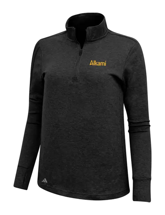Adidas Black Melange Womens 3 Stripes Quarter Zip Sweater w/Alkami Logo