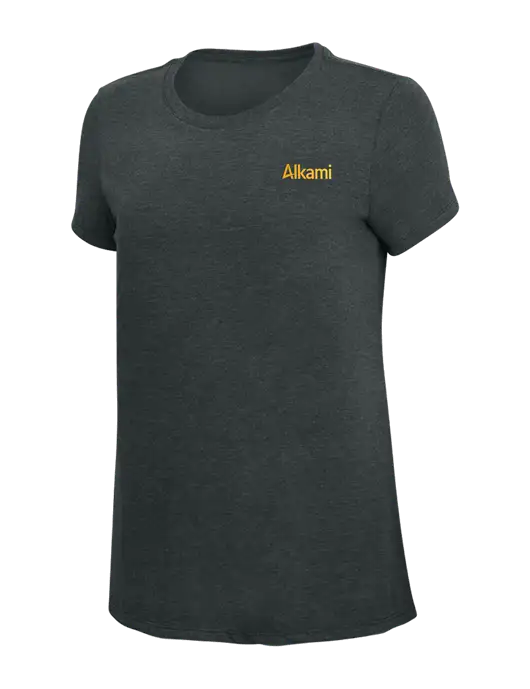 Womens Simply Soft Black Frost 4.5oz Poly/Combed Ring Spun Cotton T-Shirt w/Alkami Logo