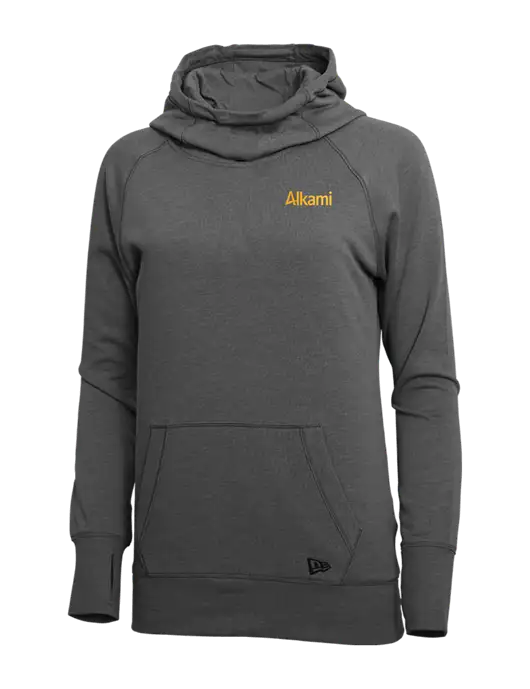 New Era Black Heather Womens Tri-Blend Fleece Pullover Hoodie w/Alkami Logo