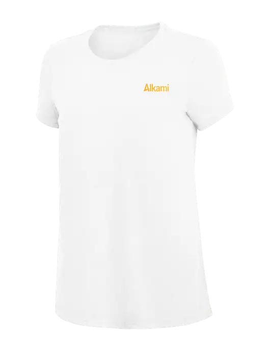 Womens Simply Soft White 4.5oz Poly/Combed Ring Spun Cotton T-Shirt
 w/Alkami Logo