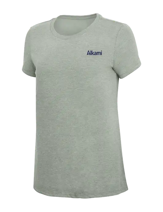 Womens Simply Soft Heathered Light Grey 4.5oz Poly/Combed Ring Spun Cotton T-Shirt w/Alkami Logo