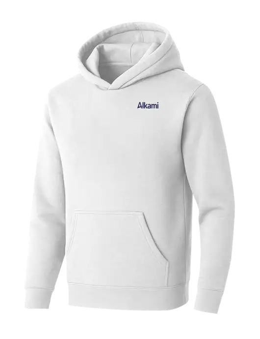 BELLA+CANVAS Heathered White Sponge Fleece Pullover Hoodie w/Alkami Logo