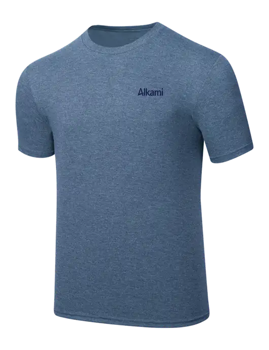 Simply Soft Light Slate Blue Heathered 4.5oz  Poly/Combed Ring Spun Cotton T-Shirt w/Alkami Logo