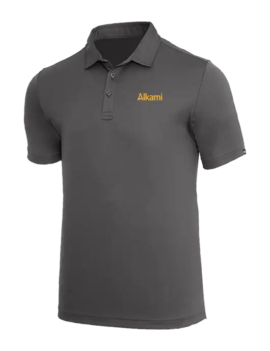 TravisMathew Med Dark Grey Coto Performance Polo w/Alkami Logo