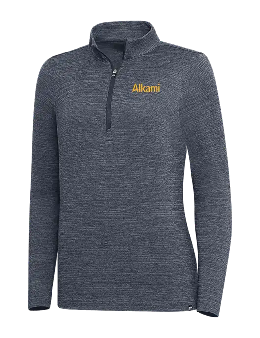 TravisMathew Navy Heather Womens Crestview 1/4 Zip w/Alkami Logo