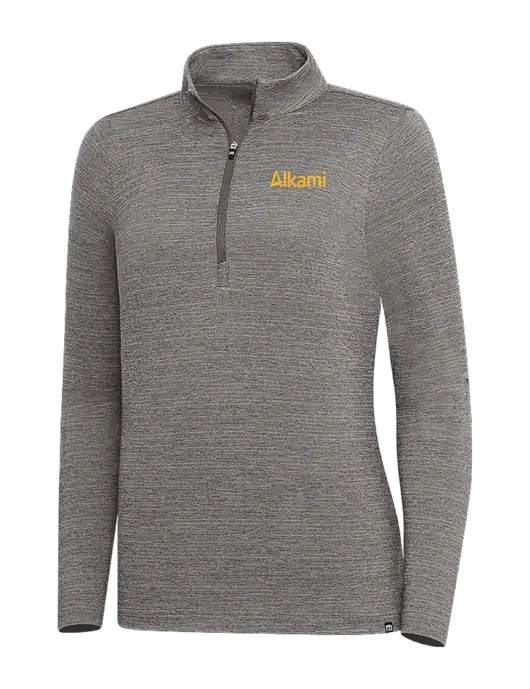 TravisMathew Medium Grey Heather Womens Crestview 1/4 Zip w/Alkami Logo