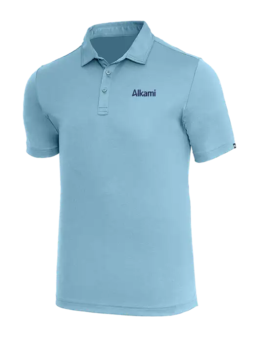 TravisMathew Light Sapphire Heather Coto Performance Polo w/Alkami Logo