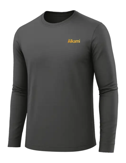 Long Sleeve Dark Grey PosiCharge Competitor Tee w/Alkami Logo