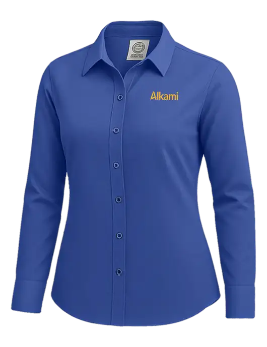 Brooks Brothers Womens Royal Blue Wrinkle-Free Stretch Nailhead Shirt w/Alkami Logo