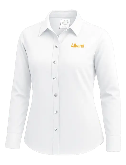 Brooks Brothers Womens White Wrinkle-Free Stretch Nailhead Shirt w/Alkami Logo