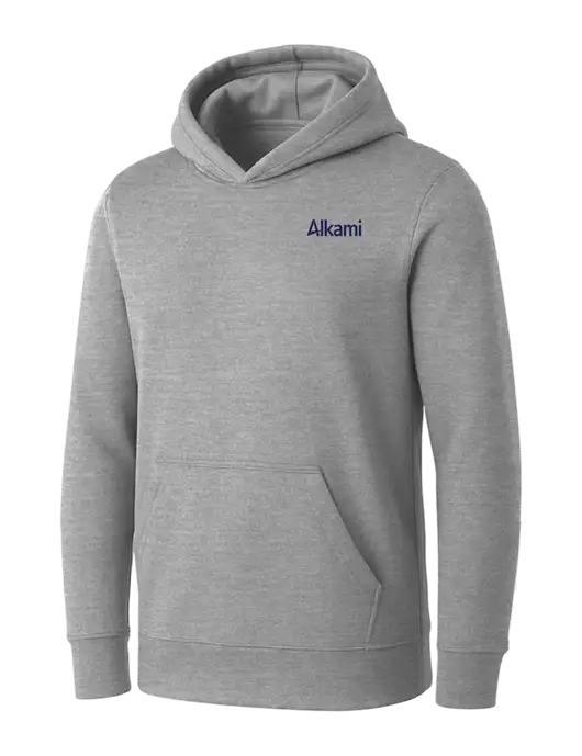 Womens Light Grey Heather Core Fleece Pullover Hooded Sweatshirt w/Alkami Logo