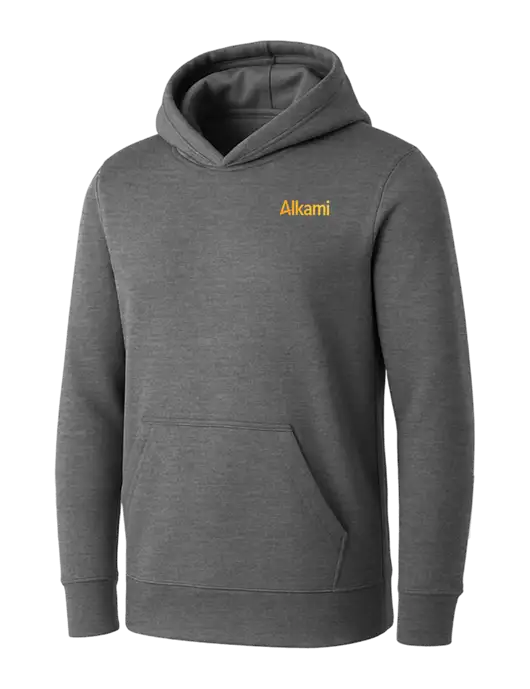 Womens Medium Grey Heather Core Fleece Pullover Hooded Sweatshirt w/Alkami Logo