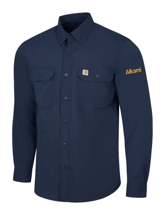 Carhartt Force Navy Long Sleeve Shirt w/Alkami Logo