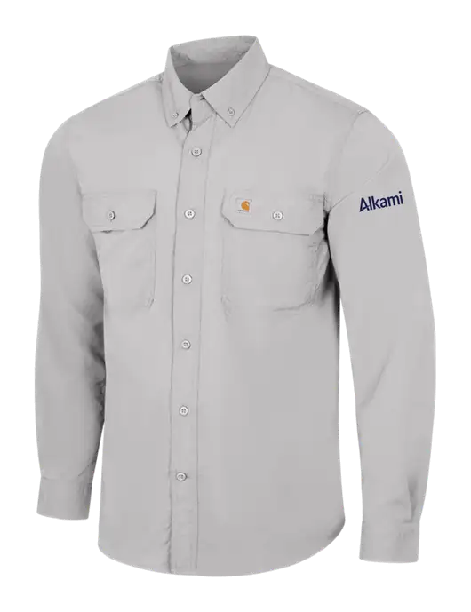 Carhartt Force Light Grey Solid Long Sleeve Shirt w/Alkami Logo