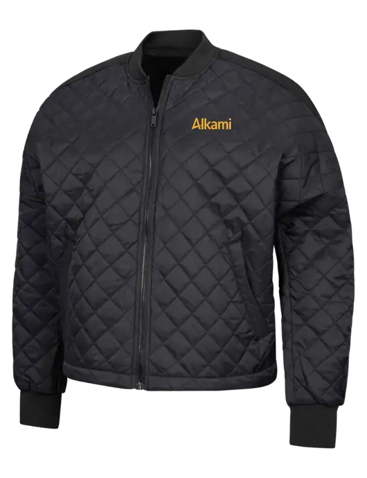 Mercer+Mettle Black Womens Boxy Quilted Jacket w/Alkami Logo