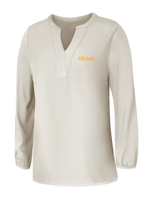 Mercer+Mettle Womens Ivory Stretch Crepe 3/4 Sleeve Blouse w/Alkami Logo