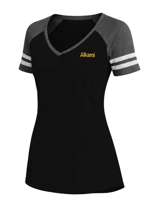 Womens Black/Charcoal Heather V-Neck Game Tee w/Alkami Logo