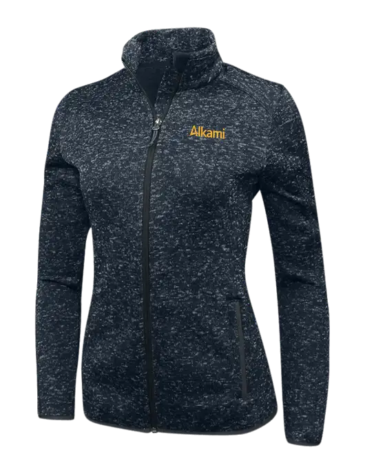 Navy Heather Womens Sweater Fleece Jacket w/Alkami Logo