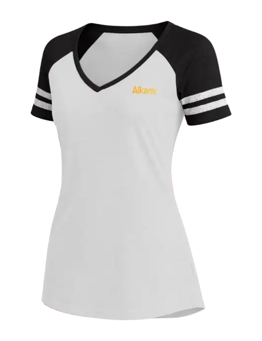Womens White/Black V-Neck Game Tee w/Alkami Logo