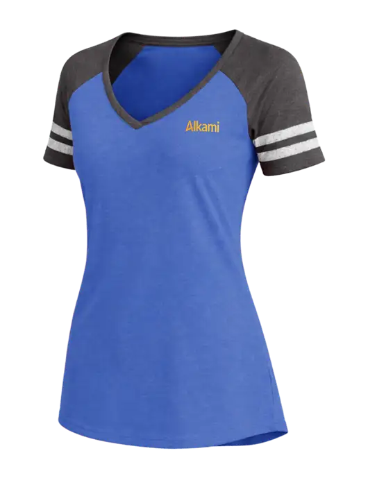 Womens Royal Heather/Charcoal Heather V-Neck Game Tee w/Alkami Logo