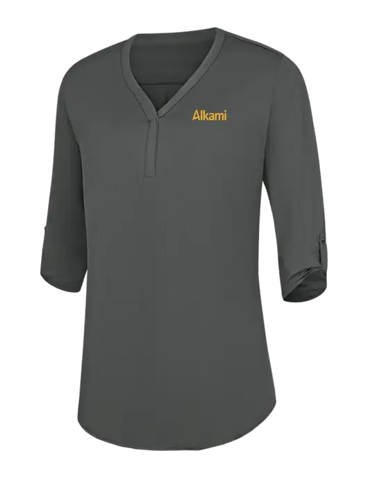 Womens Dark Grey City Stretch 3/4-Sleeve Tunic w/Alkami Logo