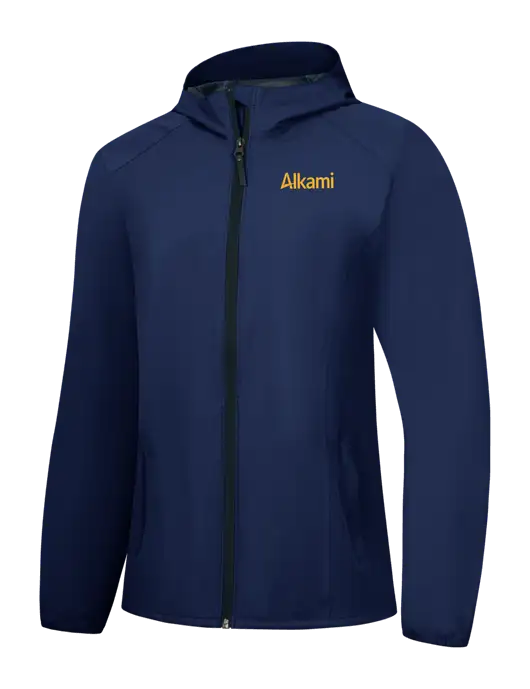 Womens Navy Essential Rain Jacket w/Alkami Logo