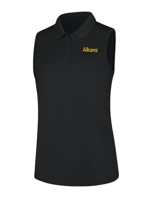 Womens Black Dry Zone UV Micro-Mesh Sleeveless Polo w/Alkami Logo