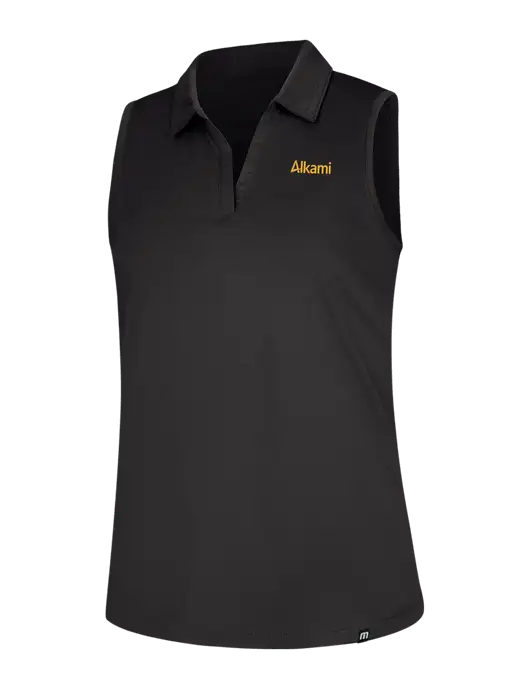 TravisMathew Womens Black Coto Performance Sleeveless Polo w/Alkami Logo