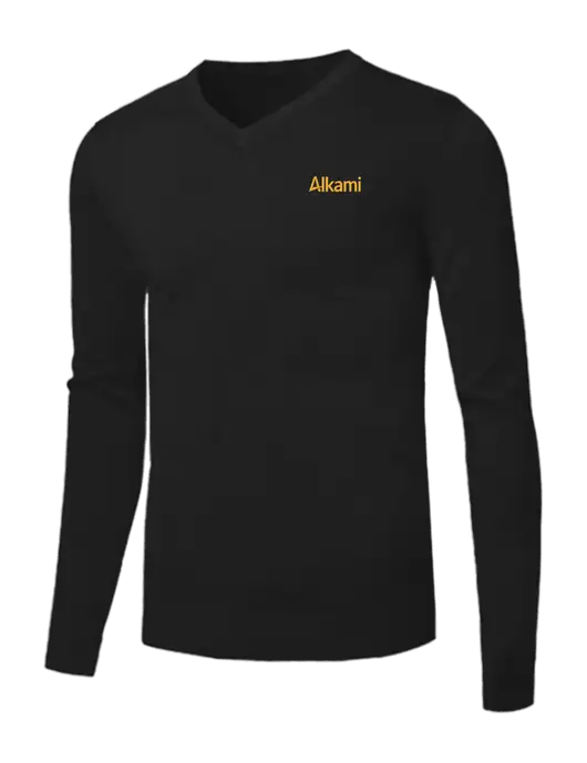 Brooks Brothers Black Washable Merino V-Neck Sweater w/Alkami Logo