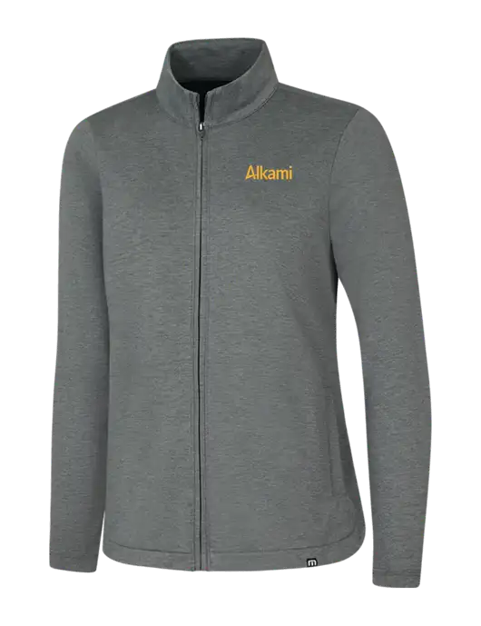 TravisMathew Womens Dark Grey Heather Coveside Full-Zip w/Alkami Logo