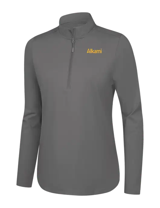  Womens Dark Medium Grey C-FREE Double Knit 1/4-Zip w/Alkami Logo
