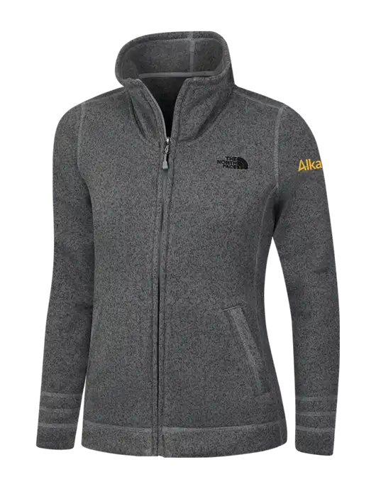 North Face Womens Medium Grey Heather Sweater Fleece Jacket w/Alkami Logo