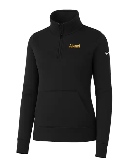 Nike Womens Black Club Fleece Sleeve Swoosh 1/2-Zip w/Alkami Logo