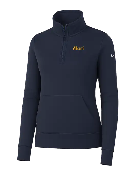 Nike Womens Dark Navy Club Fleece Sleeve Swoosh 1/2-Zip w/Alkami Logo