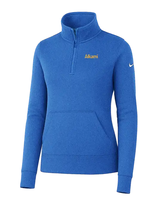 Nike Womens Light Royal Heather Club Fleece Sleeve Swoosh 1/2-Zip w/Alkami Logo